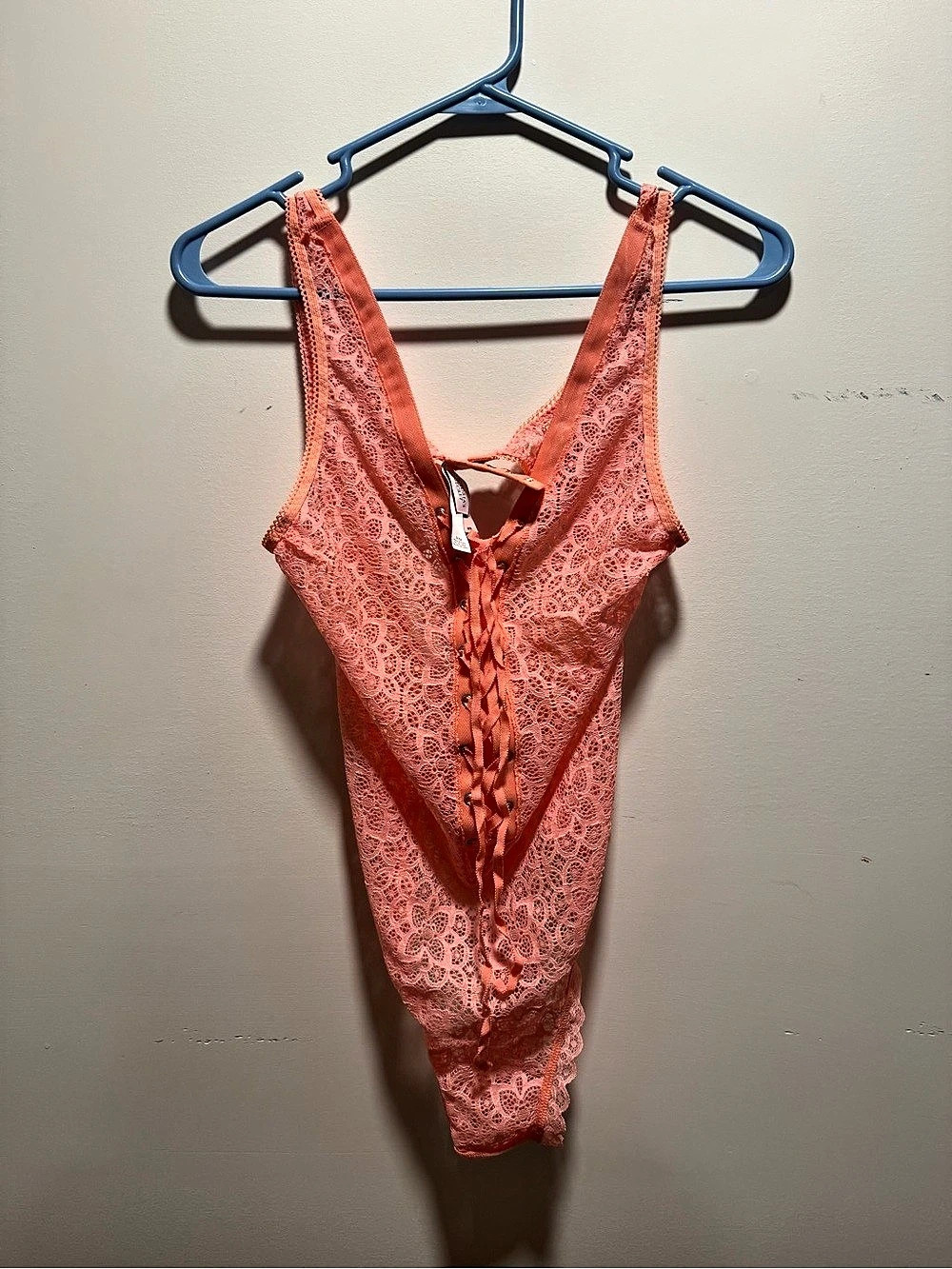 Victoria's Secret Floral Lace-Up One-Piece Orange Medium NWT
